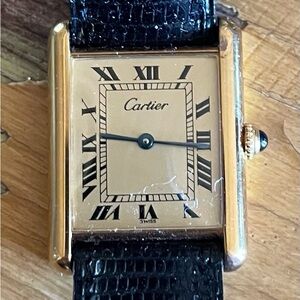 VINTAGE MUST DE CARTIER  17J SWISS  18K GEP STERLING LADIES WATCH C.1970s